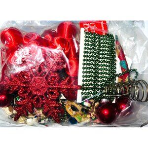 Holiday Bundle With Mixed Small Christmas Ornaments & Ornament Hooks